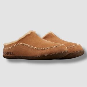 Sorel Men’s Falcon Ridge Ii Suede Slippers Open Back Faux Fur Mules Size 7